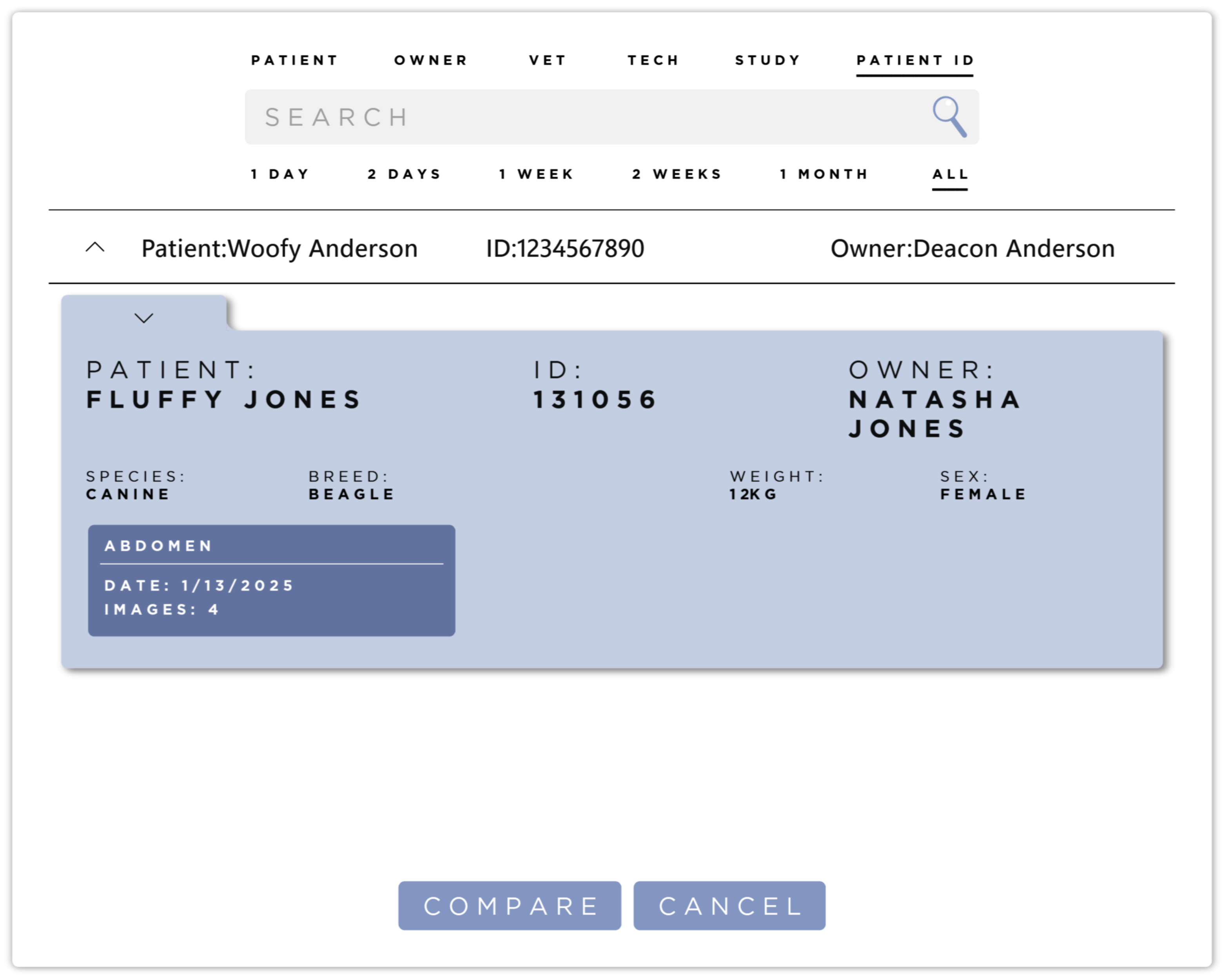 Select Compare Study Dialog
