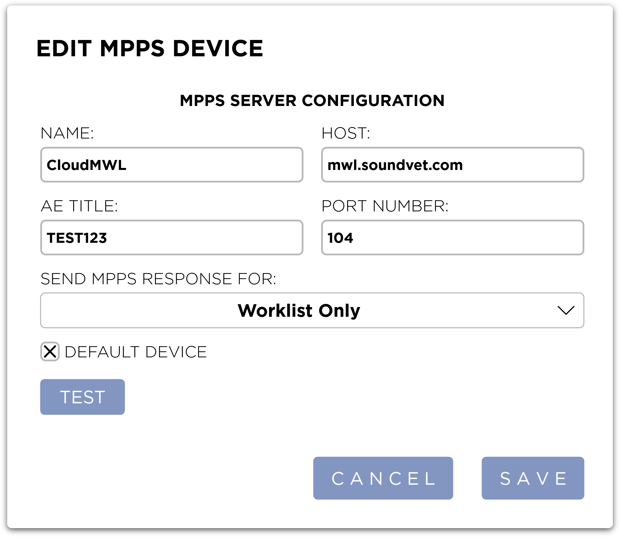 Edit MPPS Device Dialog