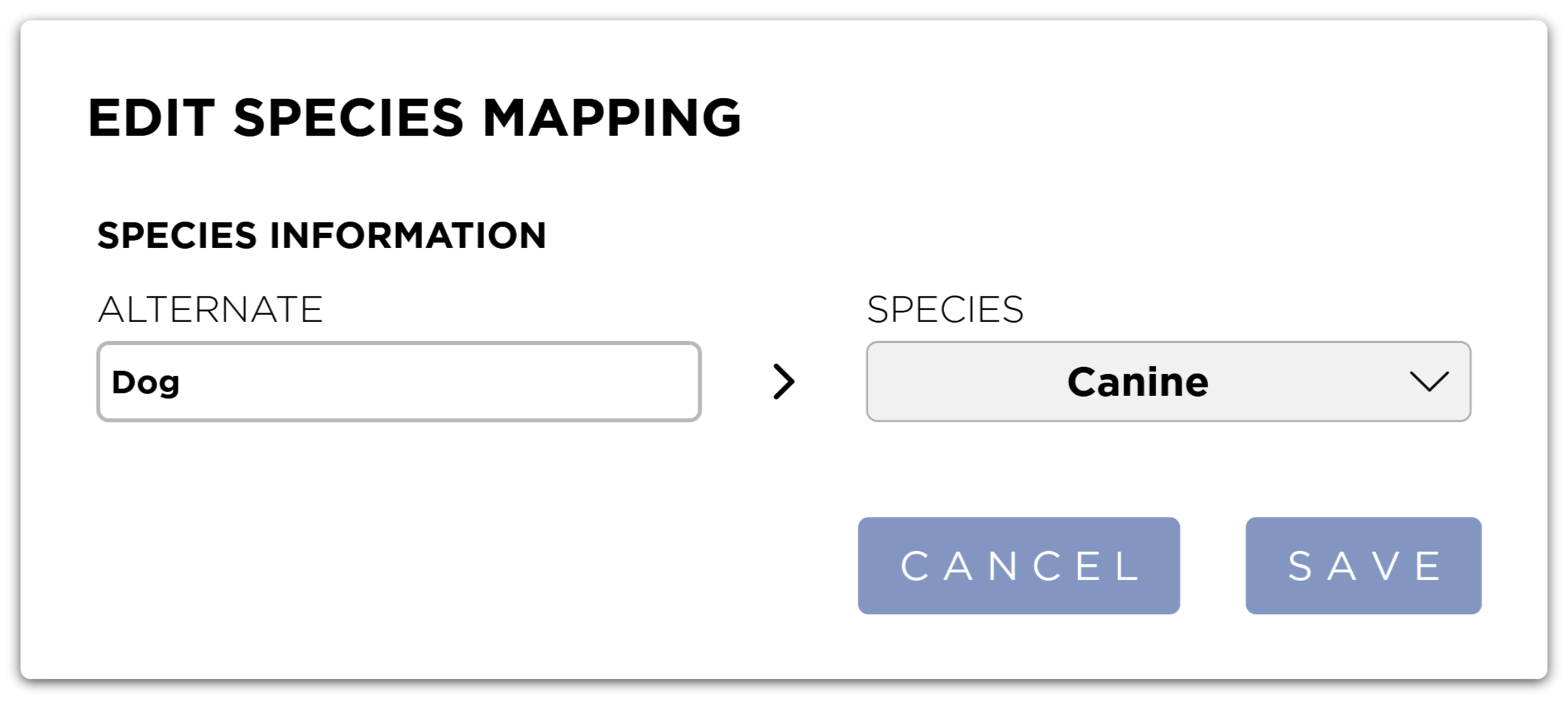 Edit SpeciesMapping Dialog