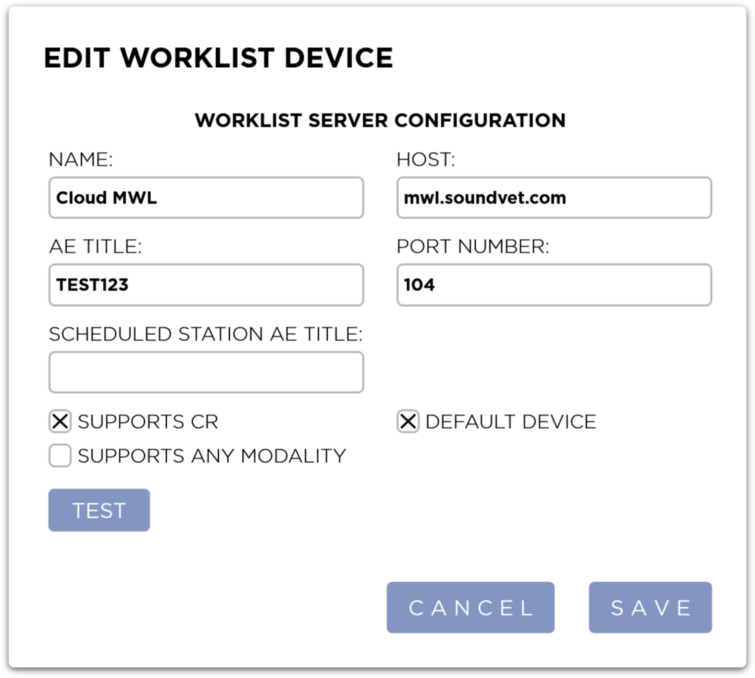 Edit Worklist Device Dialog