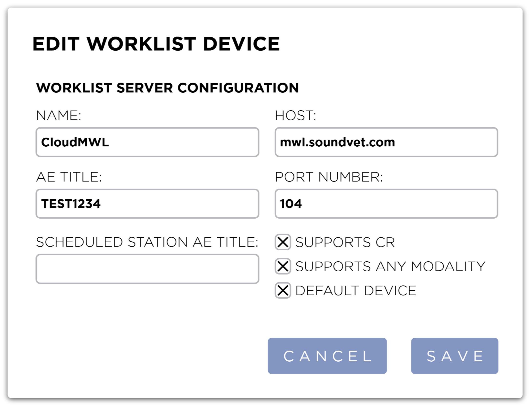 Edit Worklist Device Dialog