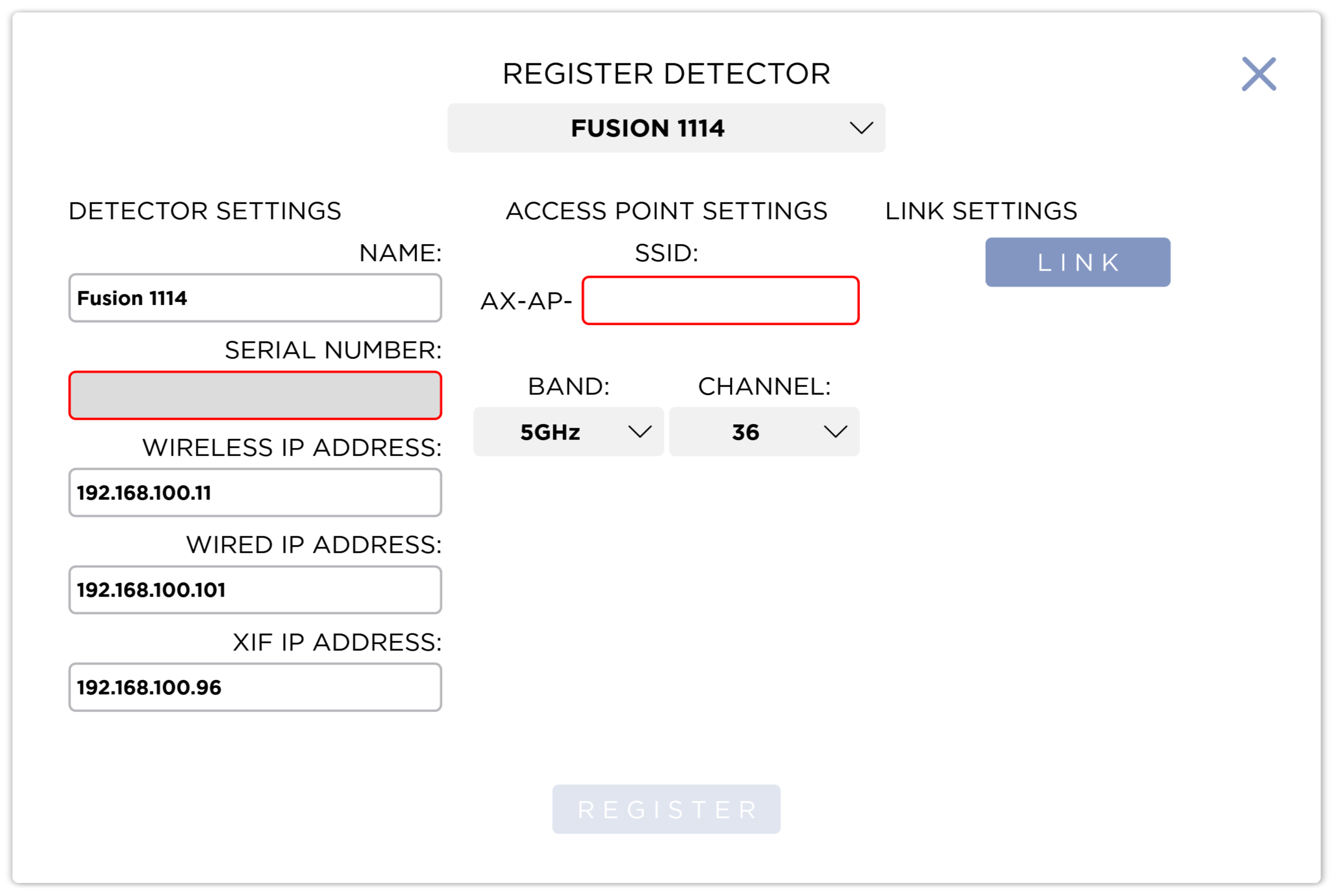 Register Detector Dialog