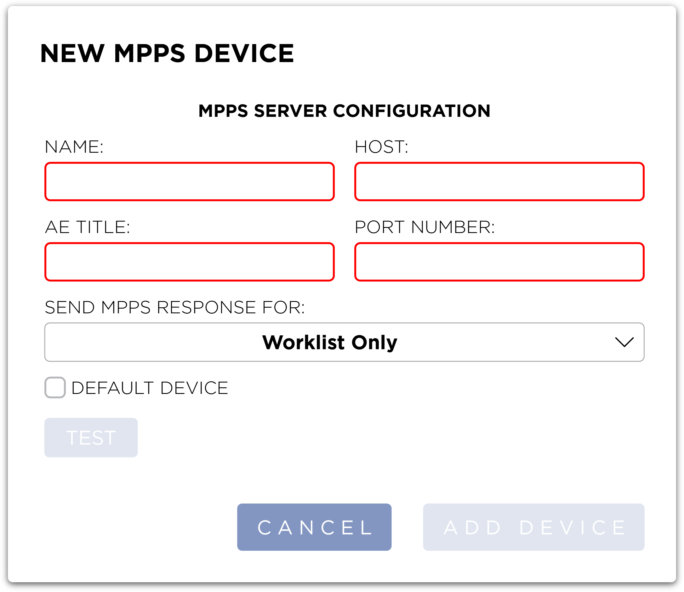 New MPPS Device Dialog