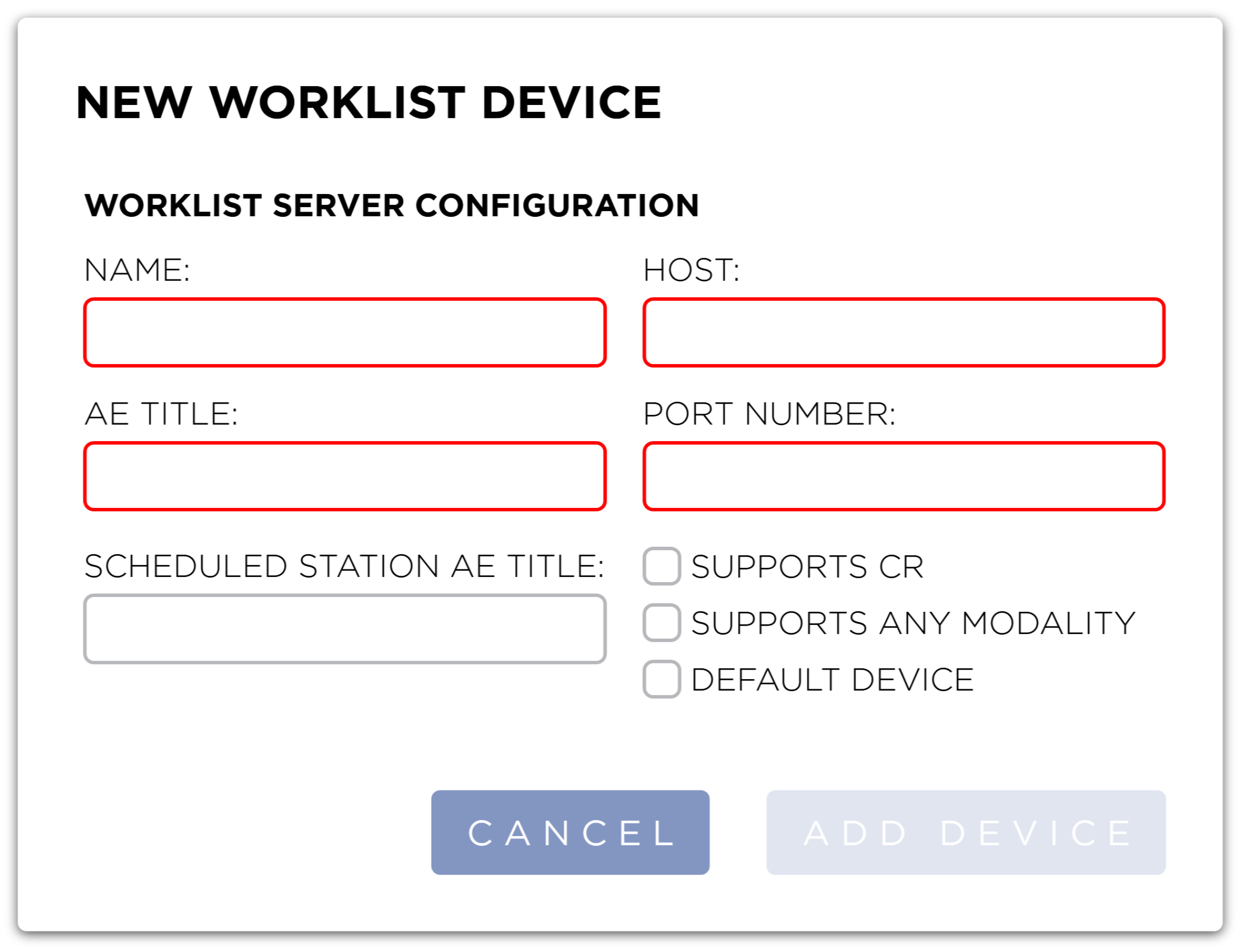 New Worklist Device Dialog