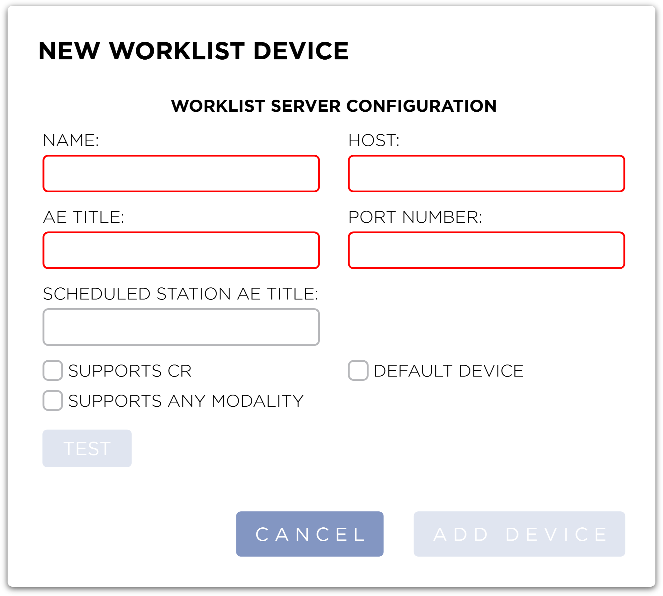 New Worklist Device Dialog