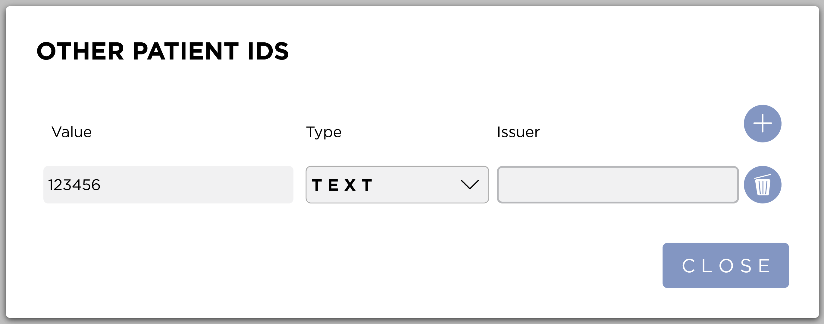 Other Patient IDs Dialog