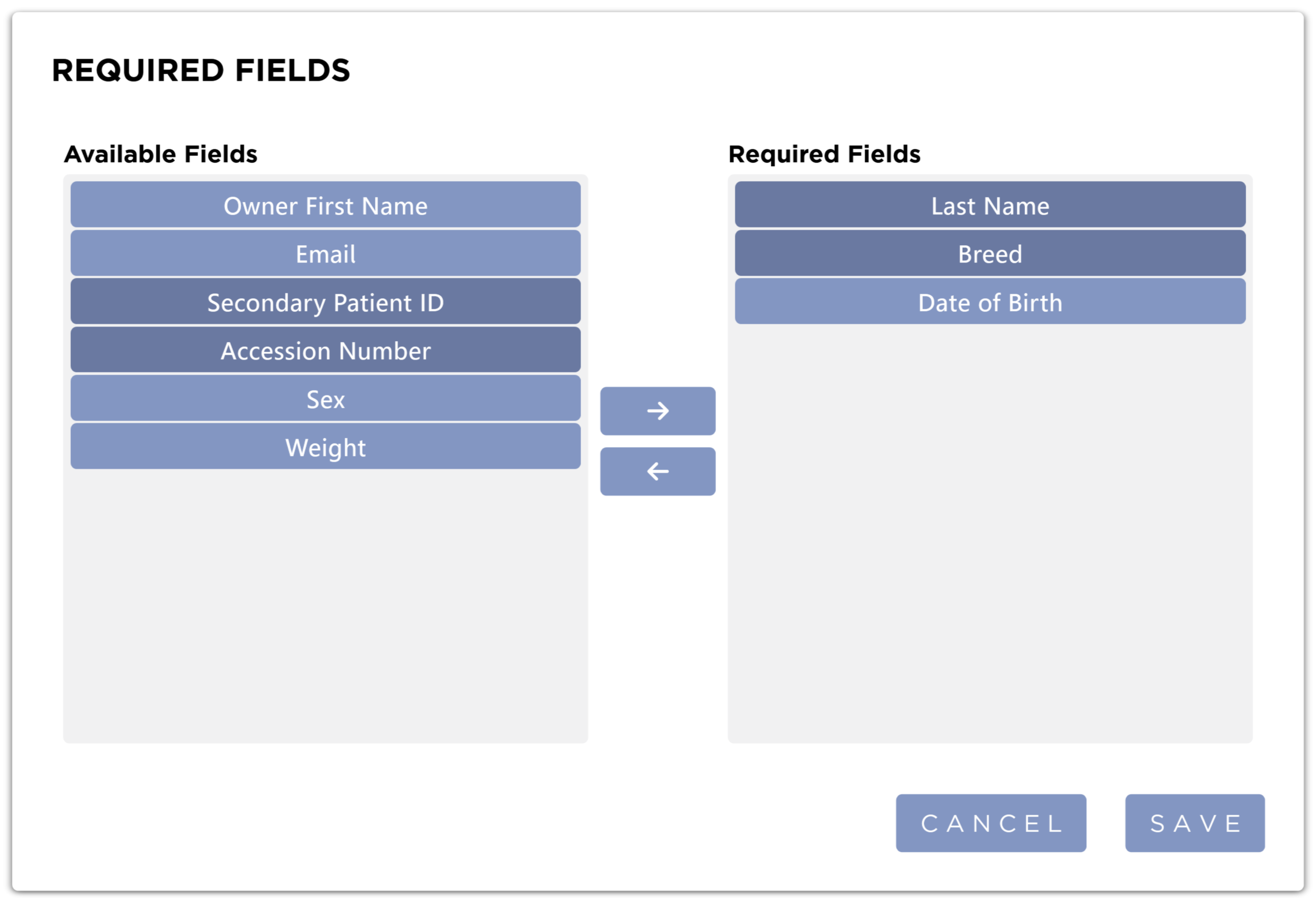 Required Fields Dialog