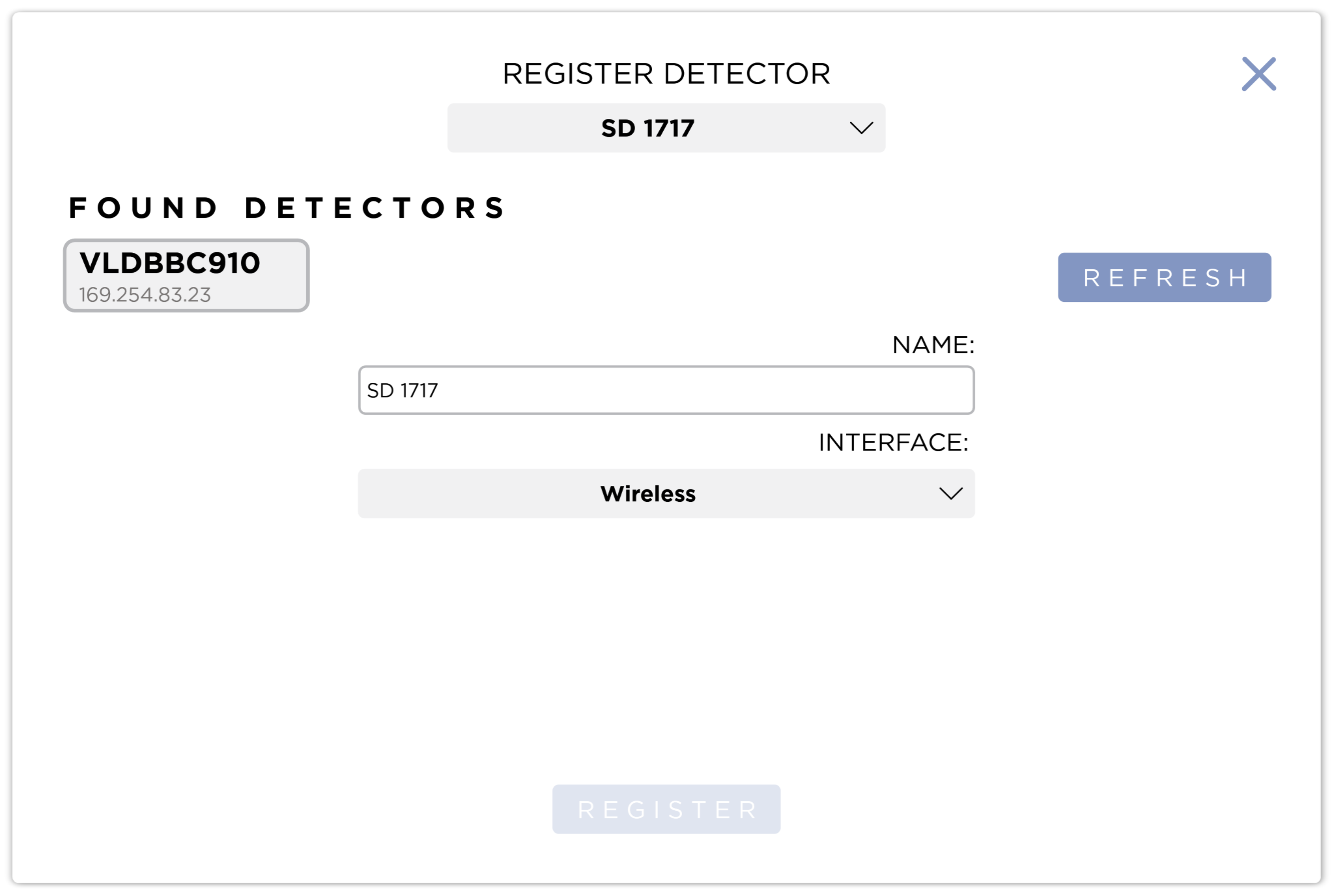 Register Detector Dialog