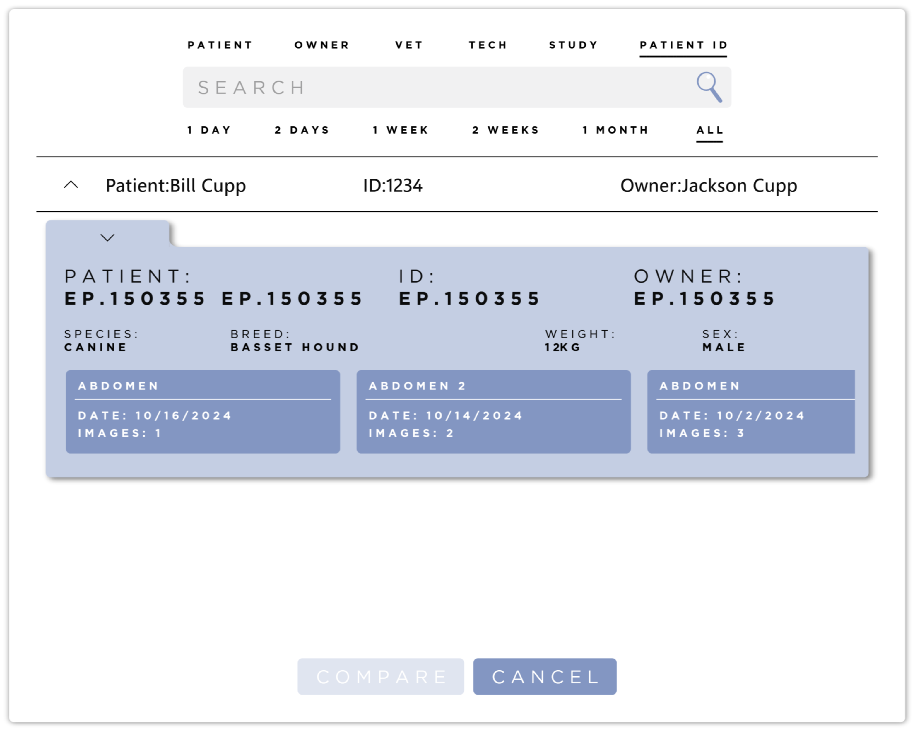 Select Compare Study Dialog