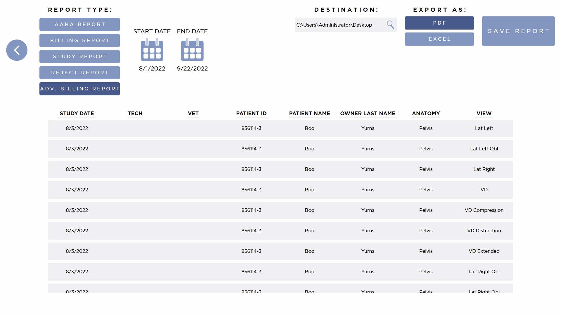 Advanced Billing Report
