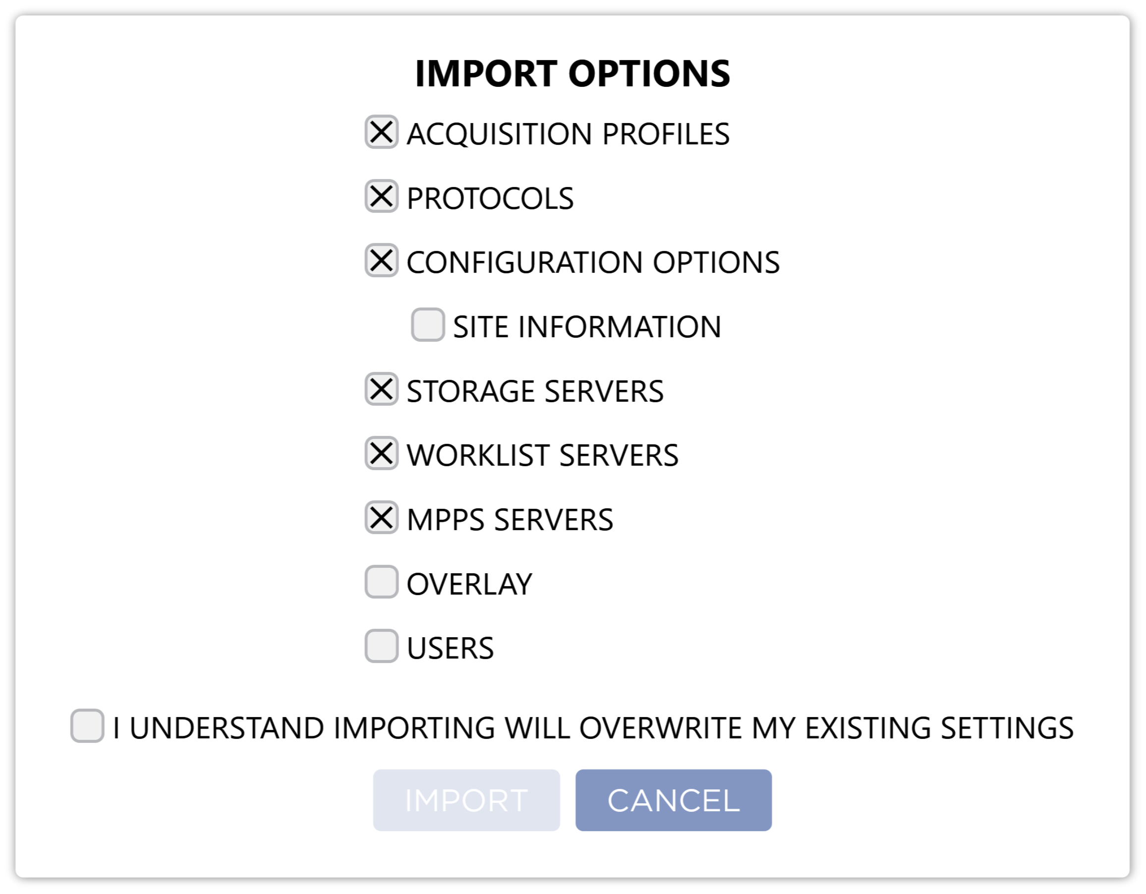 Import Options Form