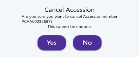 Cancel Accession Confirmation