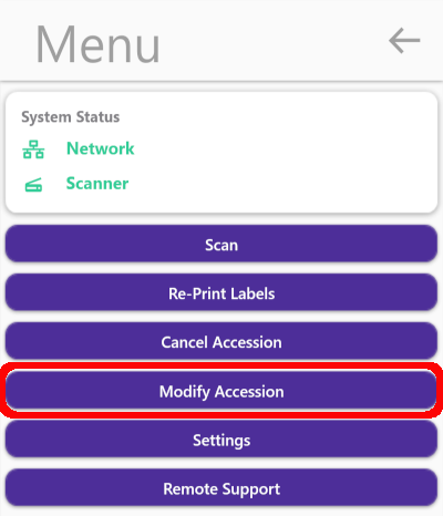 Modify Accession Button