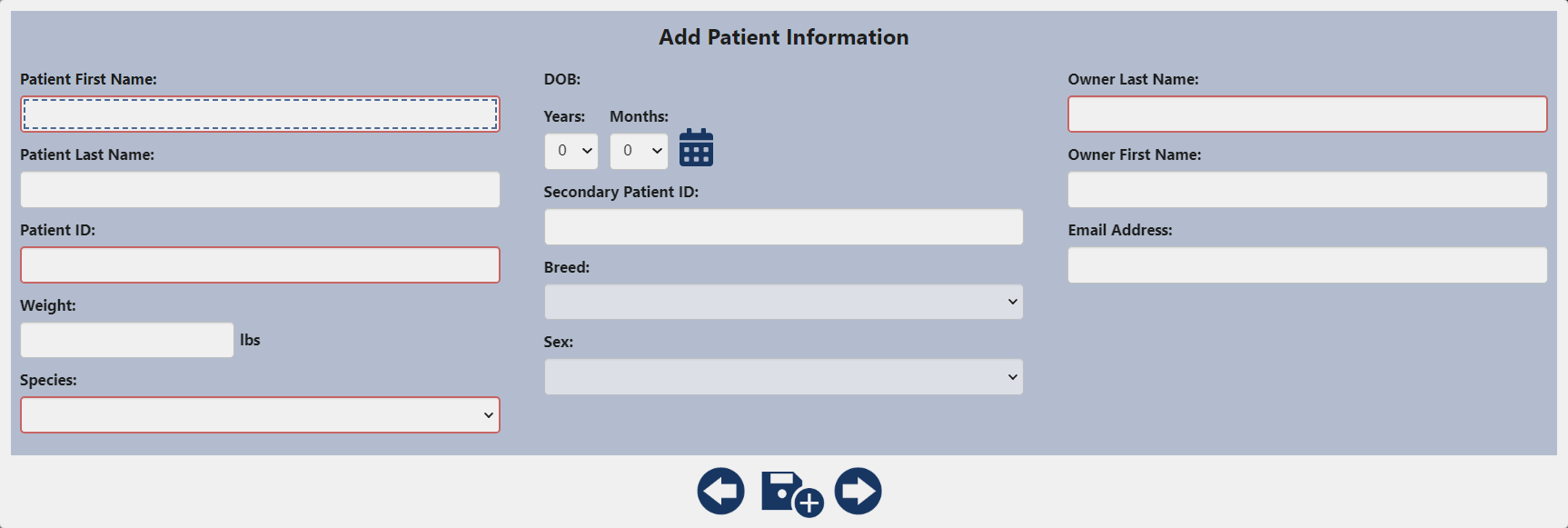Input Patient Information