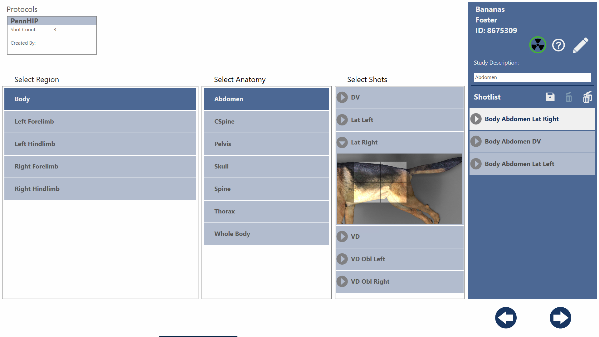 Shot Selection Screen
