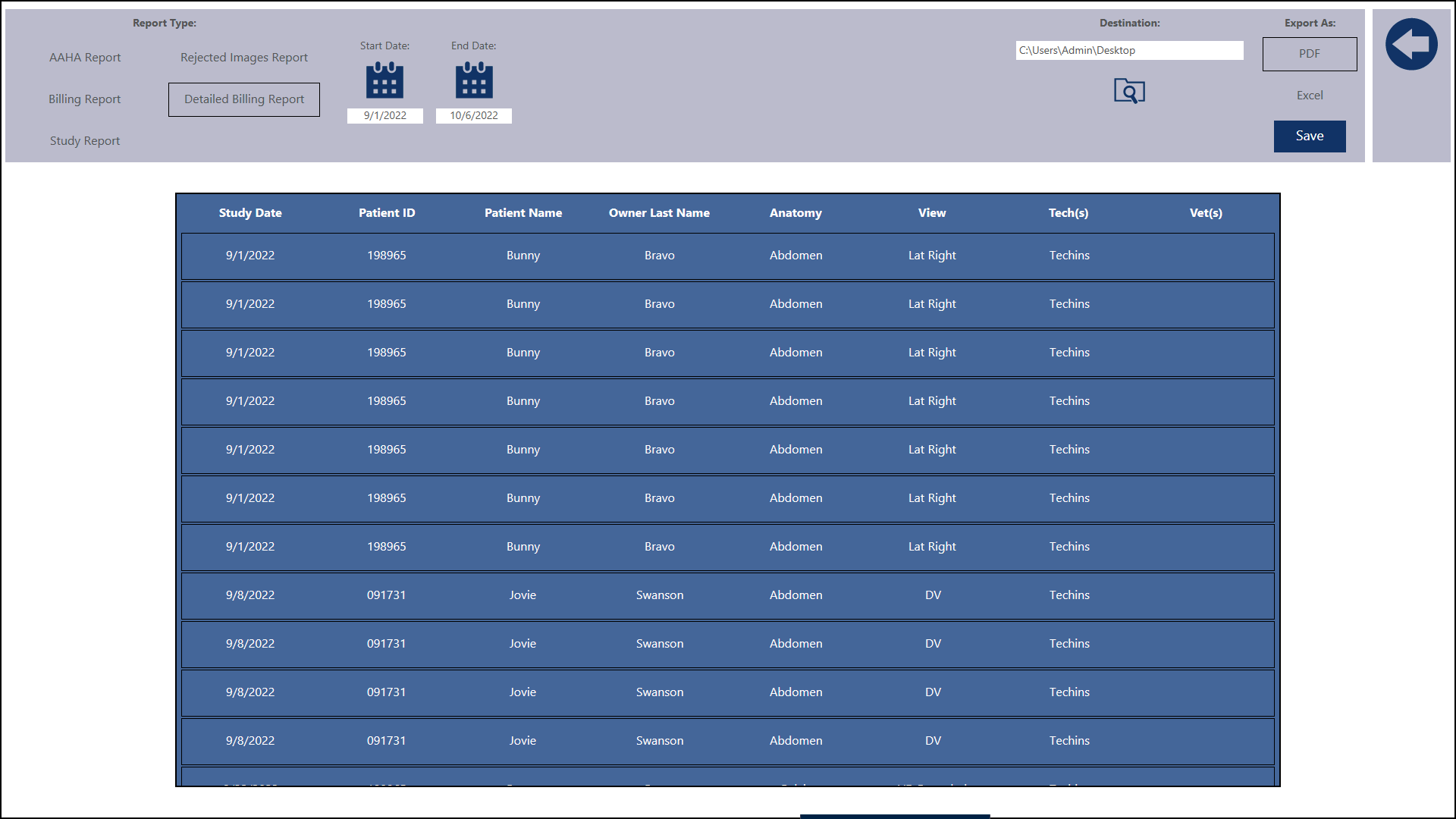 Detailed Billing Report Page