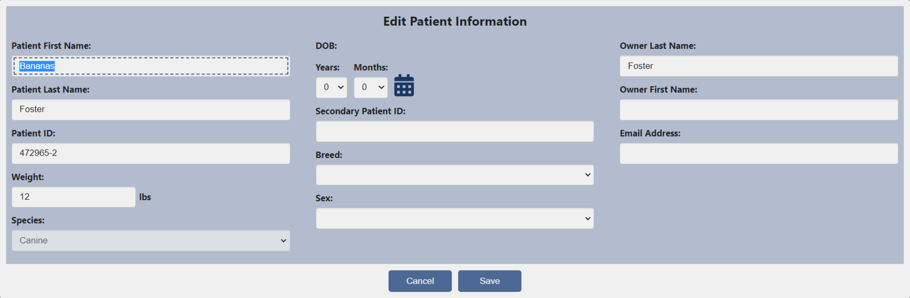 Edit Patient Form