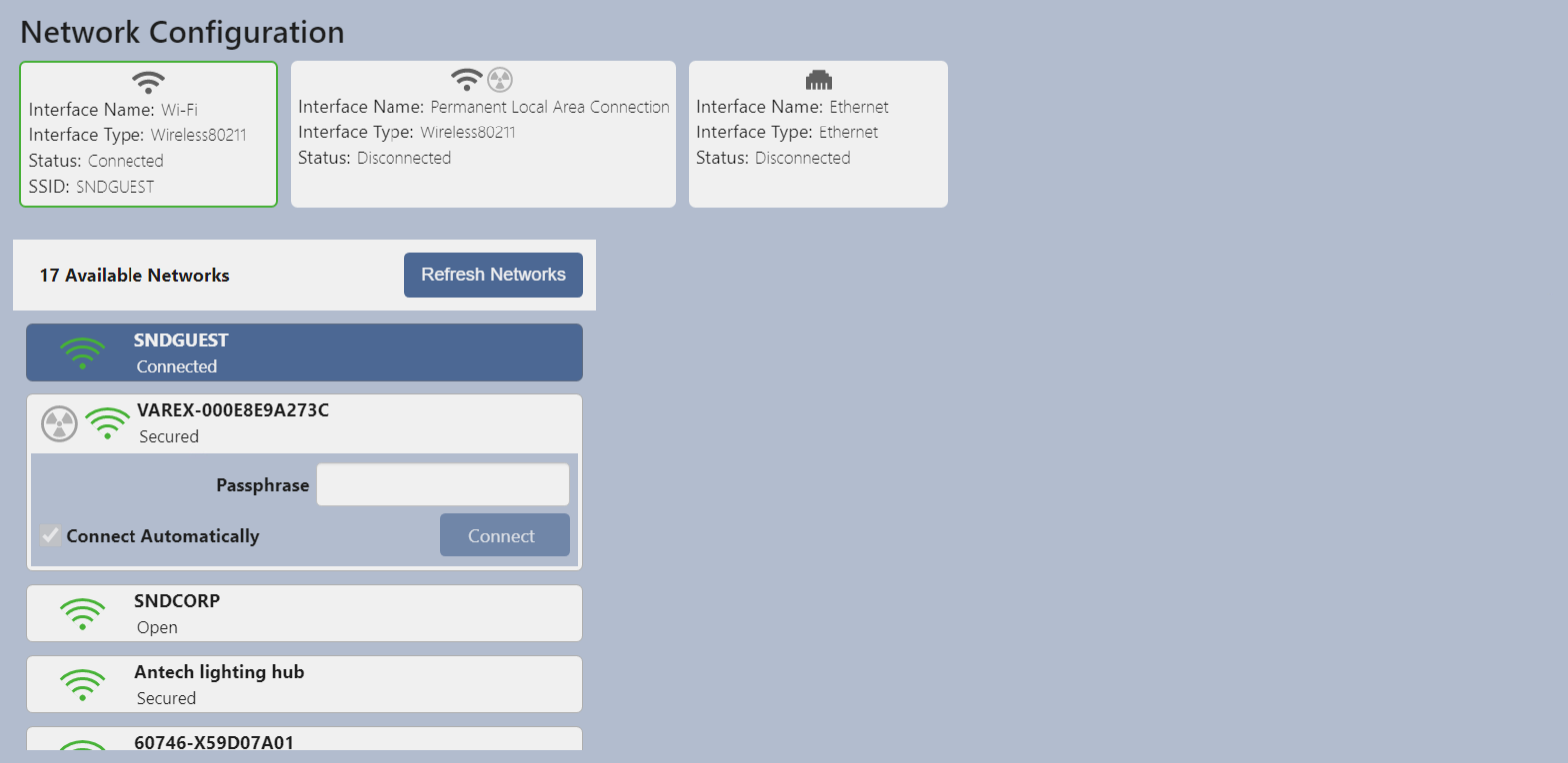 Available Networks Tiles