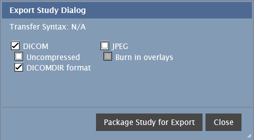 Export Study Dialog