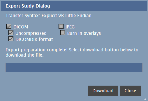 Export Study Dialog Download