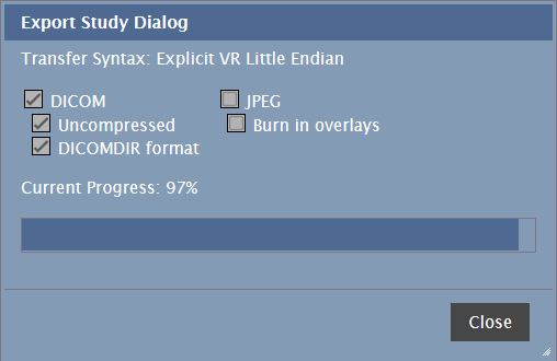 Export Study Dialog Processing