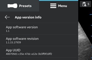 App version info (example)