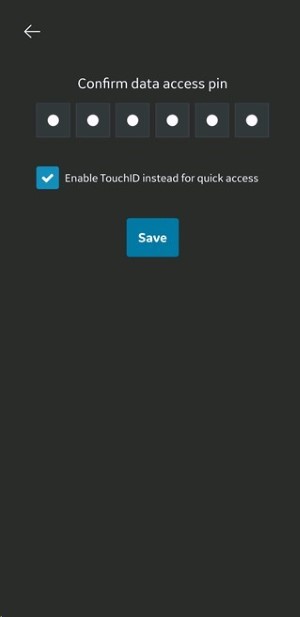 Confirm data access PIN
